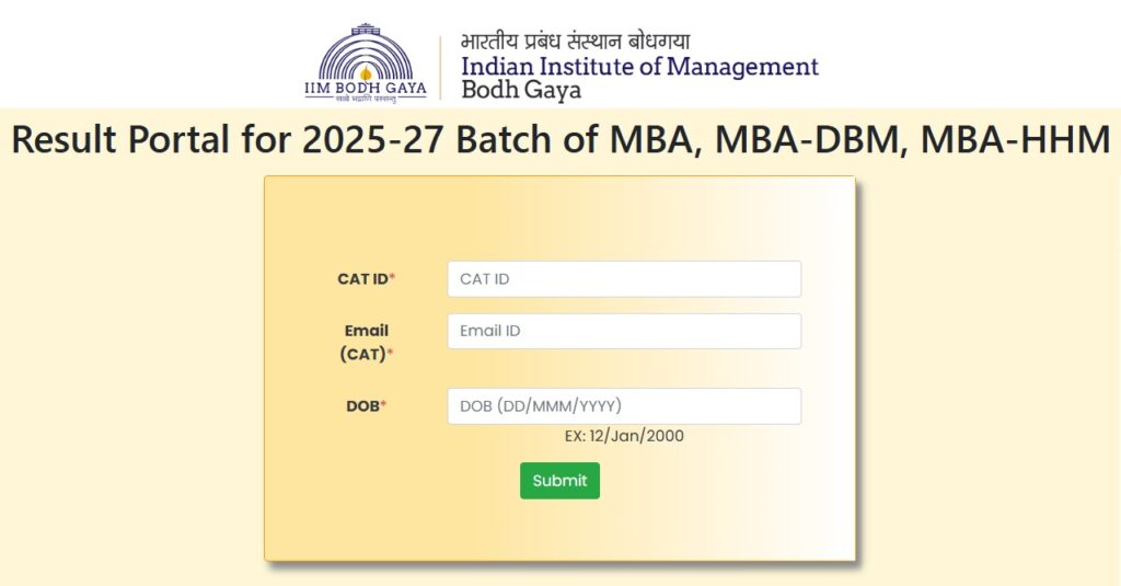 IIM Bodh Gaya Admission 2025 Result Declared for MBA, MBA-DBM, and MBA-HHM