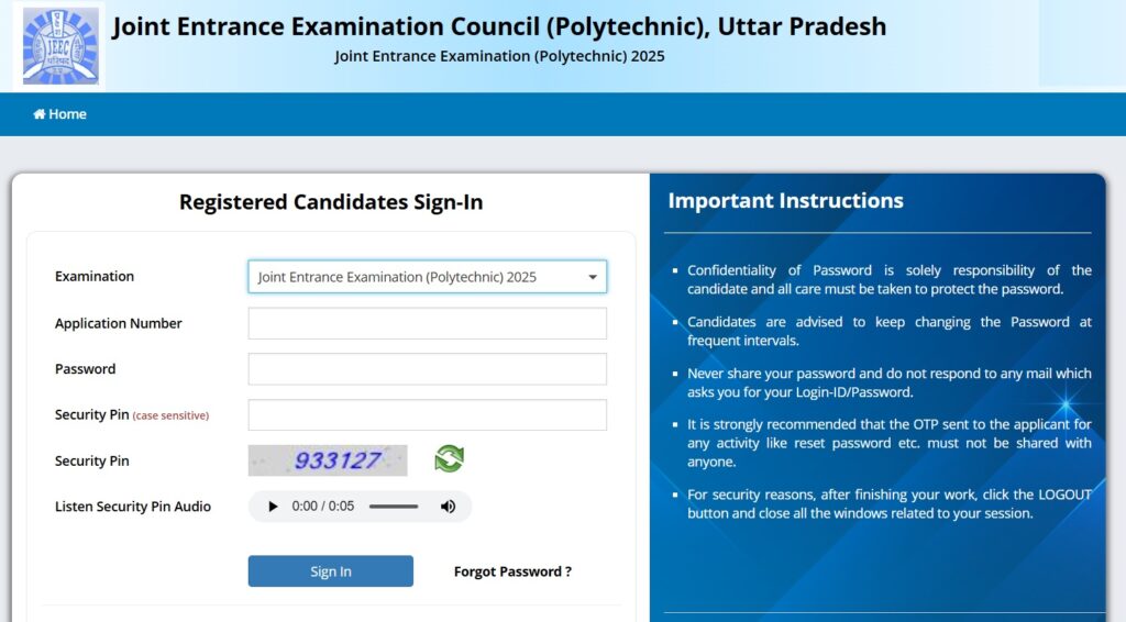 jEECUP Polytechnic Exam 2025 Admit Card Download