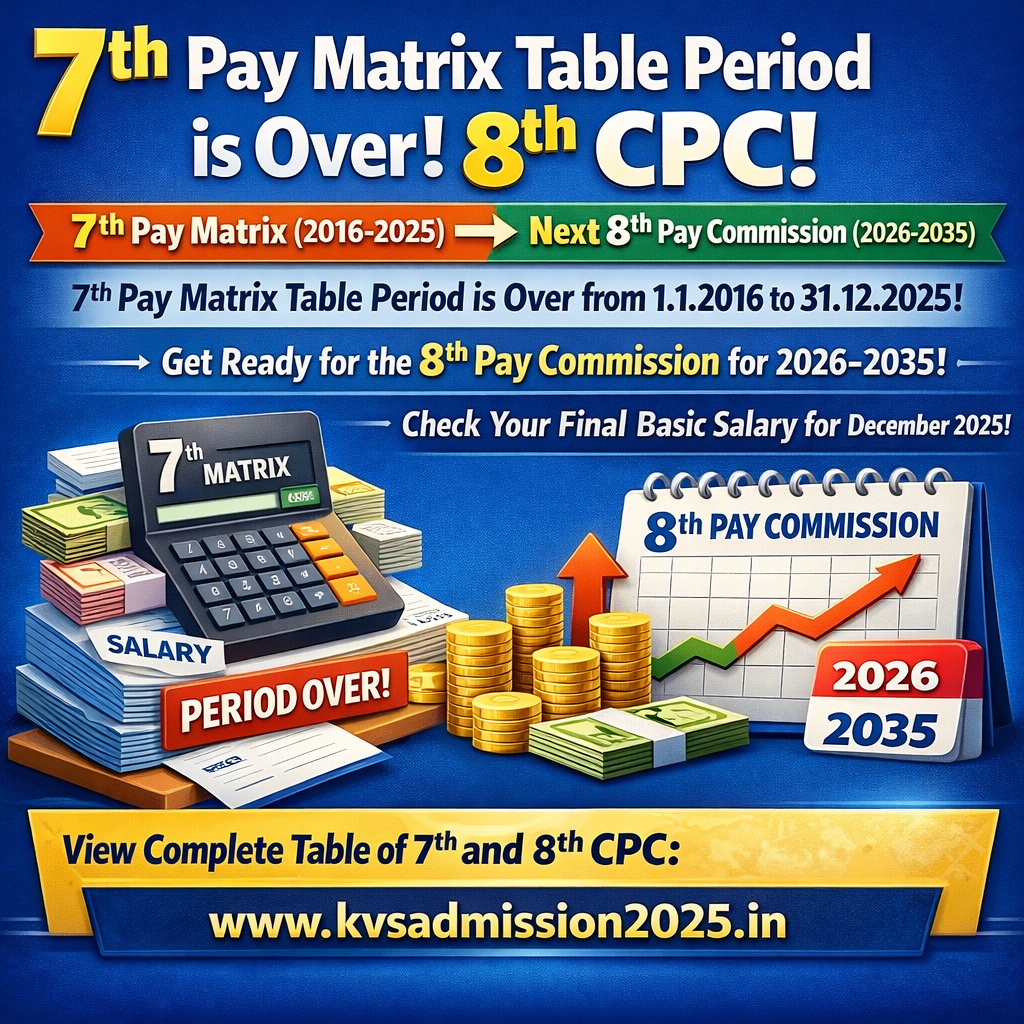 7th Central Pay Matrix Table Period is Over