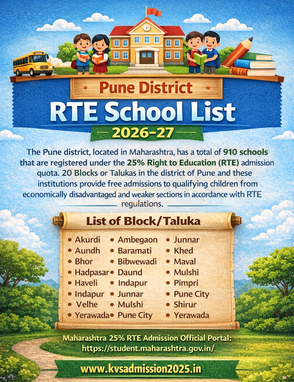 Pune District 25 RTE School List 2026-27